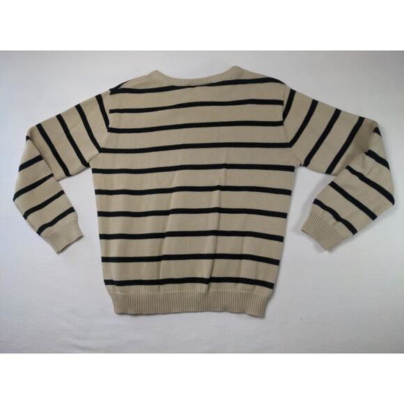 Appleseed's Women's Pullover White Black Striped Medium Sweater 100% Cotton - Picture 8 of 9